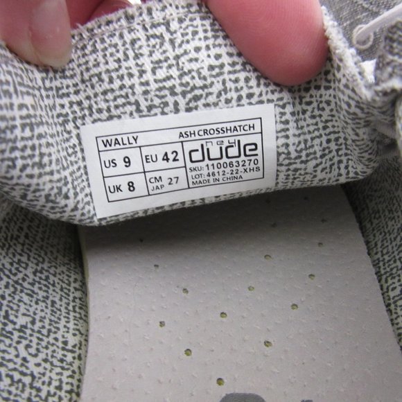 Hey Dude Wally Loafers Shoes Ash Gray Cross Hatch Size 9 NWT - Picture 8 of 10